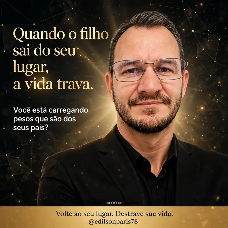 Arte do Edilson sobre a vida que trava quando o filho sai do seu lugar, com ele de óculos ao centro